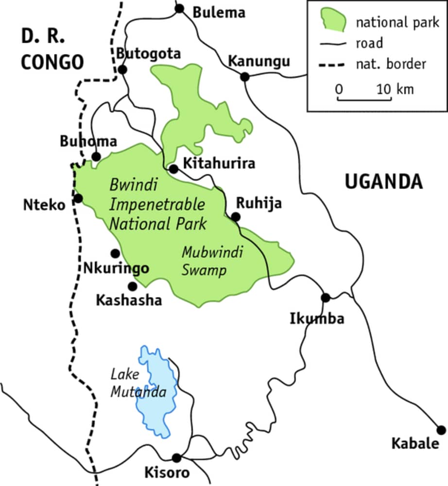 Map of Bwindi Impenetrable National Park